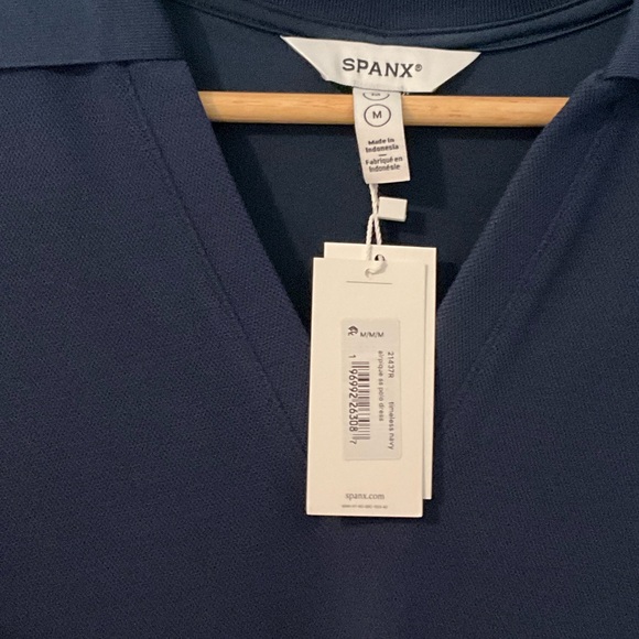 SPANX Dark Blue Midi Dress with White Accents - Picture 3 of 3